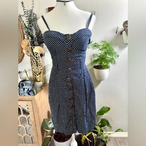 Poetry Black and White Polka Dot Buttoned Mini Sundress